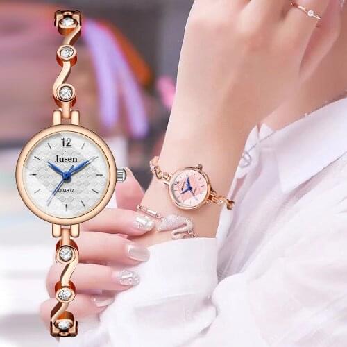 Wave Pattern Dial Design Women Fashion Luxury Watches Elegant Small Ladies Bracelet Wristwatches Rose Gold Female Quartz Watch