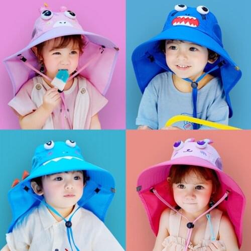 Children Sun Hat Kids Bucket Cap Summer Beach Girls Travel Outdoor Fashion Cute Dinosaur Boy Casual Sun Hats 1-12 years old