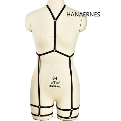 HANAERNES Black Sexy Gothic Cage Adjustable Shoulder Strap Body Sling Lady Simple Casual Bra Garter Sling Harness