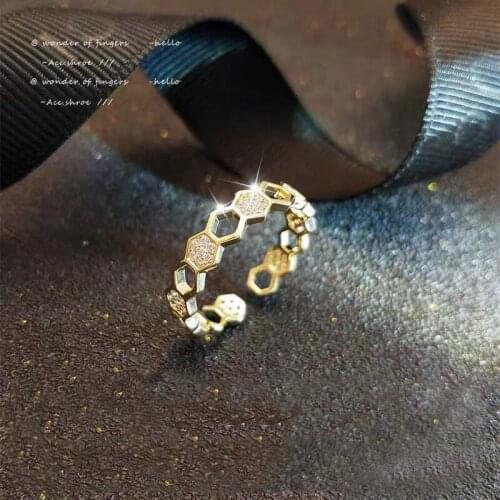 Classic Geometric Polygon Gold Opening Rings For Woman 2021 Gothic Girls Finger Fashion Jewelry Korean Unusual Set Accessories