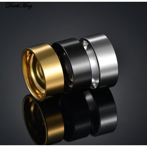 DarkMag Titanium Stainless Steel Rings for Men High Polished Black Gold SIlverColor Simple Ring Women Jewelry