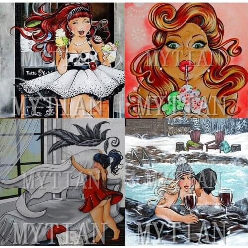 Cartoon Art Full Abstract 5D DIY Diamond Painting Colorful Women Diamond Embroidery Cross Stitch Mosaic Home Decor Christmas