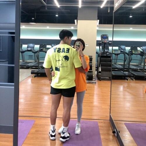 Men summer cotton shirt gym fitness men loose t-shirt brand clothing Sports t shirt male print short sleeve Running t shirt