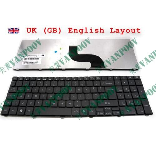 New Notebook Laptop keyboard for Gateway NV53A NV55C NV59 NV59C Series Black UK GB English V104730DK2 UK 90.4HS07.S0U