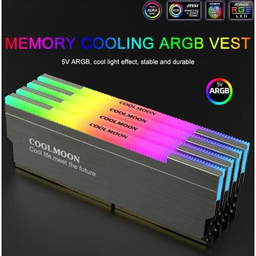 COOLMOON RAM Heatsink Radiator Cooling Heat Sink Cooler ARGB Magic Light for DDR2 DDR3 DDR4 Desktop Memory Heat Dissipation Pad