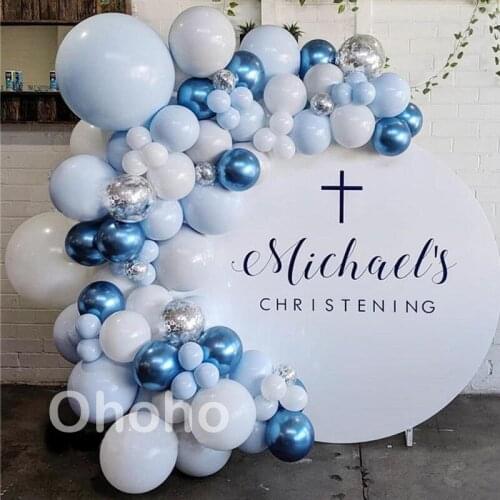 Ohoho Orgainc Balloon Garland Kit Metallic Chrome Blue Balon Arch Christening 21st Birthday Decoration Wedding Party Accessories