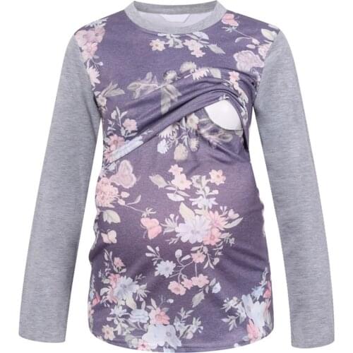 2021 Autumn Maternity Nursing Clothing Women Pregnant Long sleeve O-neck Floral Printing Tops Women Maternity Casual Clothes