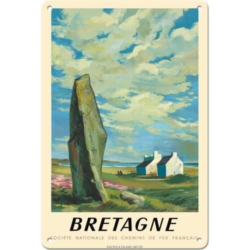 Island Art Brittany (Bretagne) - Northwest France - French National by ABEL c.1947-8in x 12in Vintage Metal Tin Sign