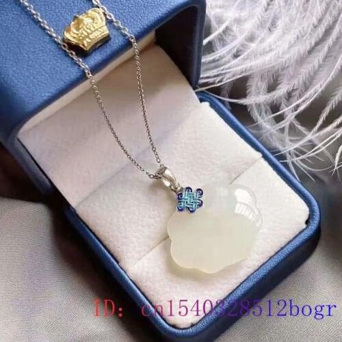White Jade Ruyi Pendant 925 Silver Crystal Necklace Women Natural Charm Chalcedony Gemstone Amulet Jewelry Chinese Fashion