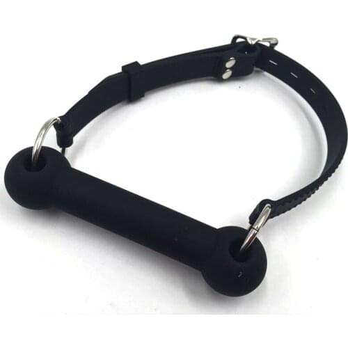 Fetish Adjustable Silicone Bondage Strap with Silicone Dog Bone Bit Gag Sex Toys for Bdsm Slave Open Mouth Roleplay Flirt