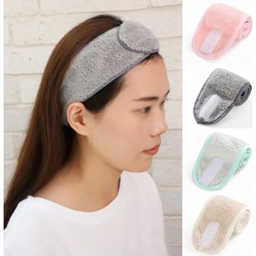 1PCS Womens Fashion Shower Caps Cleaning Cloth New Shower Cap Soft Facial Hairband Makeup Head Band Stretch Toweling Hair Wrap