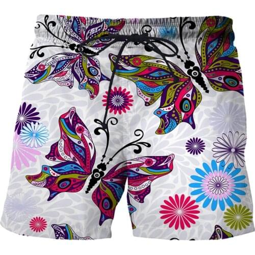 2021 Cartoon butterfly 3D print Shorts for Men Summer Fast-drying Beach Trousers Casual Sports Short Pants Clothing Mens clothes