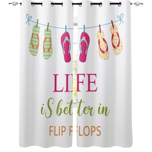Colorful Slippers Blackout Curtains For Living Room Bedroom Printed Window Treatment Drapes Home Decor
