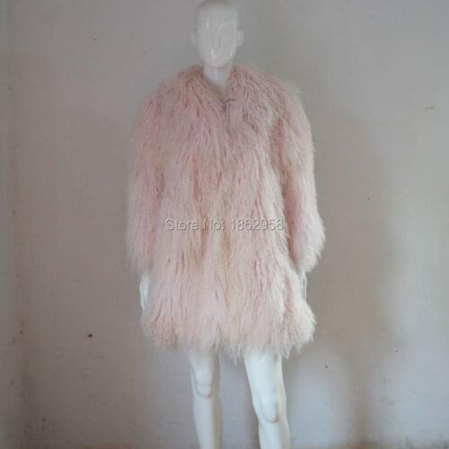 SJ069-01 Beautiful Custom Sheep Fur Coat Warm and Fluffly Cold Winter Overcoat