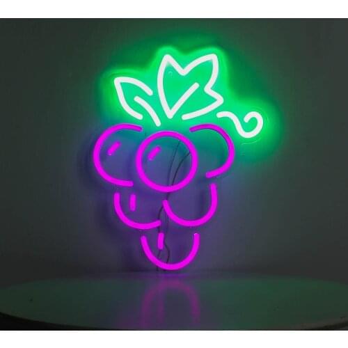 GRAPE Led Neon Sign Purple Fruit Food Decoration for Walls Supermarket Room Living Room Bedroom Flexible Neon Strip Kids Gift
