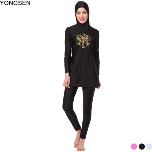 YONGSEN 2020 Modest Muslim Islamic Burkinis Women Girls Muslim Swimwear Full Cover Modest Islamic Swimsuit Suits Plus Size