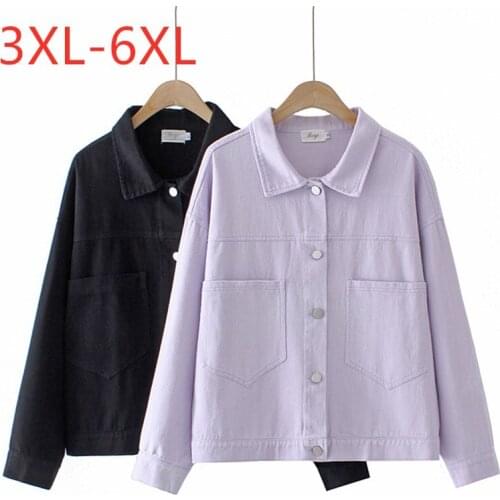 New 2021 Ladies Autumn Winter Plus Size Jacket For Women Large Long Sleeve Loose Cotton Black Pocket Button Coat 3XL 4XL 5XL 6XL