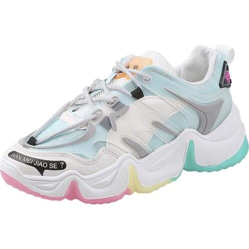 Fashion Women Sneakers Vulcanize Breathable Rainbow Color Fashion Casuals Height Increasing Female Zapatos De Mujer