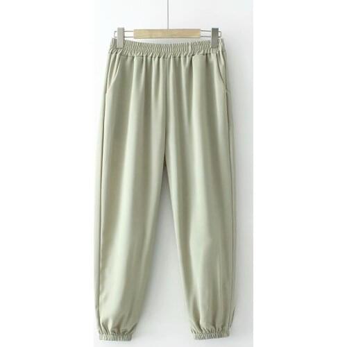 Plus size pants with high waist 2021 fashion apricot pink black gray light green chiffon pants summer woman Women trousers