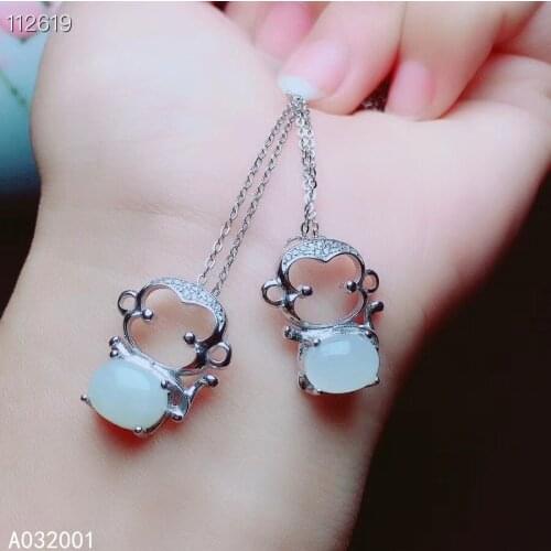 KJJEAXCMY fine jewelry natural white jade 925 sterling silver new women pendant necklace support test luxury fashion