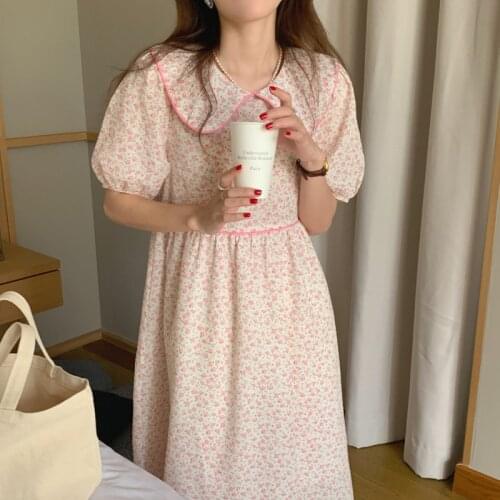 Alien Kitty Elegant Retro Short Sleeves Chic Femme 2021 Streetwear Girls Florals Printed Party Sweet Summer Dresses Vestidos