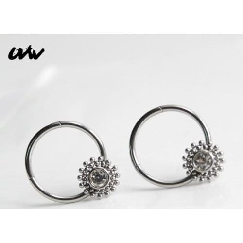 UVW531 1pc 316L Surgical Steel Hoop Segment Tragus Fake Septum Nose Rings Stud Helix Piercing Body Jewelry Fashion Women Jewelry