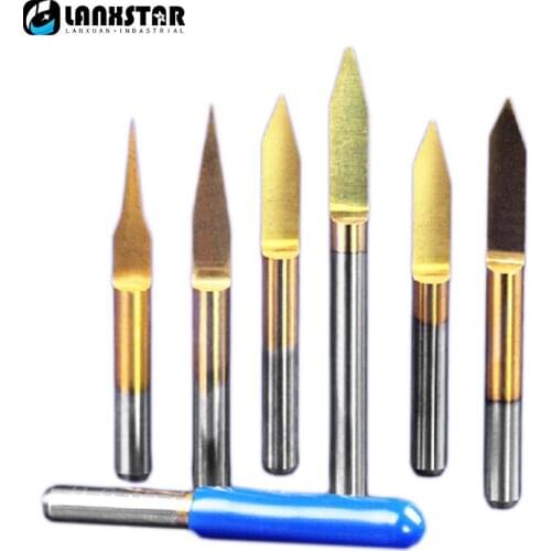 Different Size 10 in1 Titanium Coated Carbide PCB Engraving Bit CNC Router Tool 10 to 60 Degree 0.2 and 0.5mm Tip 3.175mm Shank