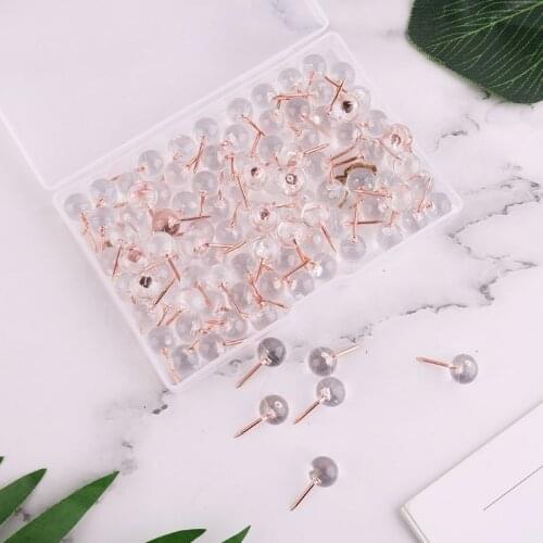 100pcs/set Rose Gold Pushpins Thumb Thumbtack Board Round Ball Drawing Wall Studs School Office Supplies