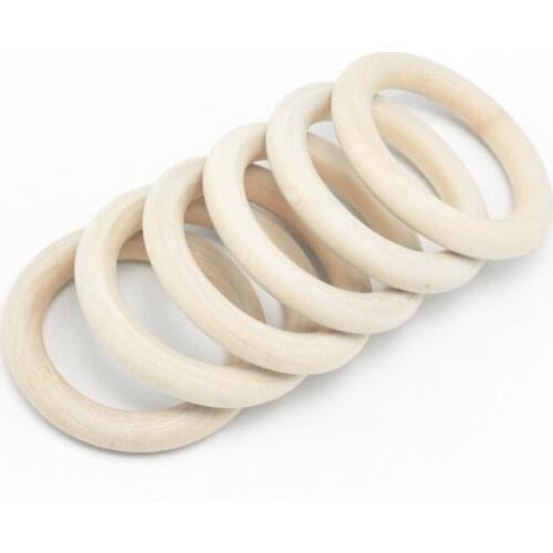 25mm-70mm(0.98''-2.67'')20pcs Nature Wooden Ring Teether Montessori Baby Toy Organic Infant Teething Toy Accessories Necklace