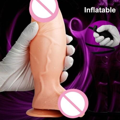 Huge Inflatable Dildo Pump Big Anal Plug No Vibrator Realistic Penis Vaginal Stimulation Adult Sex Toys Women Men Masturbator