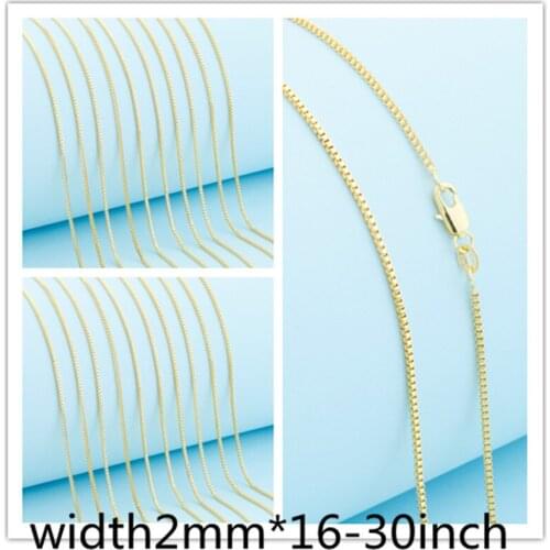 Promotion Wholesale Gold Filled Necklace Fashion Jewelry 2MM BOX "16-30" Inches Pendant Chain Lobster clasp