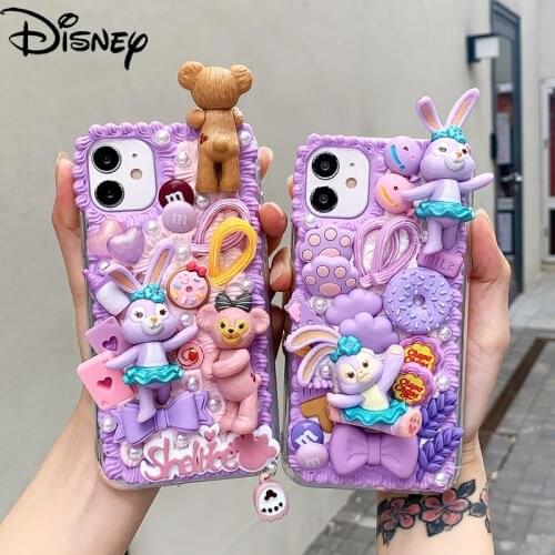 Disney cartoon Duffy bear cute handmade diy girl mobile phone case for iphone 12min i/11pro/12promax/se/xr/7plus/8p/xs/xsmax