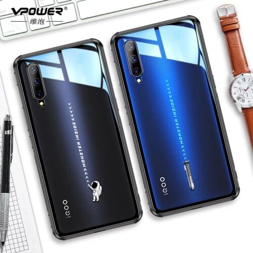 Iqoo pro phone Glass cases Clear Painted anti-fall men glass for vivo iqoo3 qoo3 5G Silicone frame case personality female
