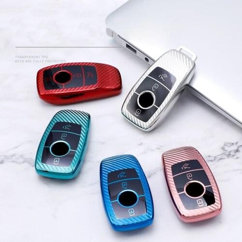 Carbon Fiber TPU Full Cover Car Key Case Shell Bag Protective For Mercedes Benz 2017 E Class W213 2018 S class Auto Accessories