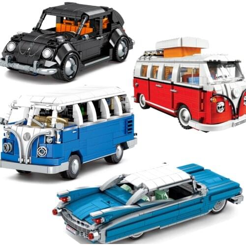 City Pull Back Classic Bus technical Car MOC Model Building Blocks Creator Mechanic Truck Vehicle Bricks Toys For Children Gifts