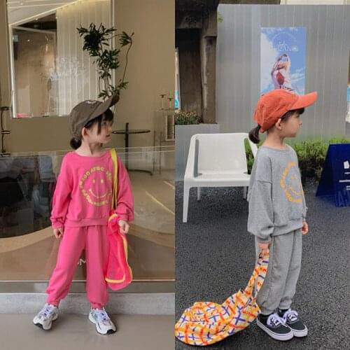 Kids Cotton Sweatshirt Clothing Sets Toddler Boys Girls Loose Tracksuit Pullovers Tops+Pants 2pcs Sets Child Sport Clothes