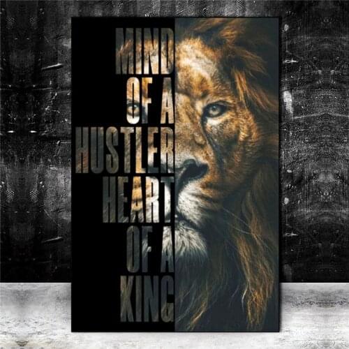 Wild Lions with Inspiring Quote Words Head Canvas Art Posters and Prints Animal Paintings on The Wall Art Picture for Home Decor