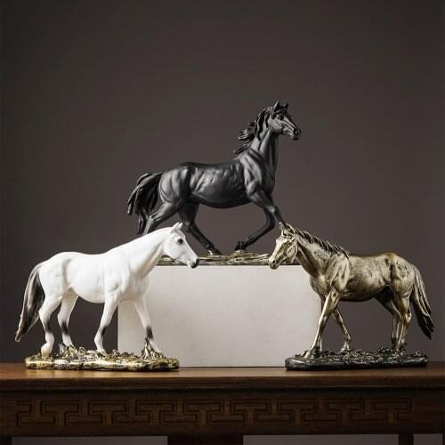European Horse Sculpture Model Home Office Horse Statue Crafts Ornaments Animal Modern bookshelf Art Decoration Opened Gifts