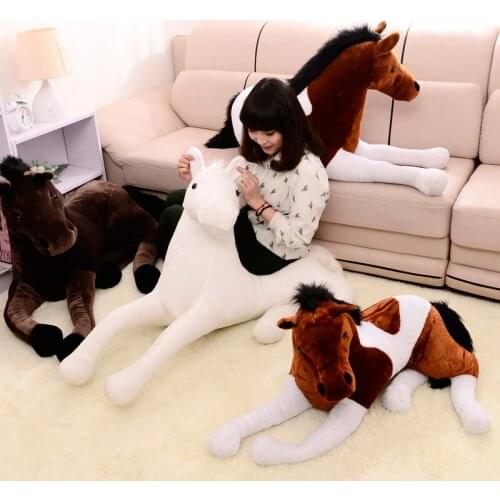 90*50cm 2 Colors Simulation Big Horse Plush Doll Black and White Horse Stuffed Plush Toy Good Quality Large Doll for Adult
