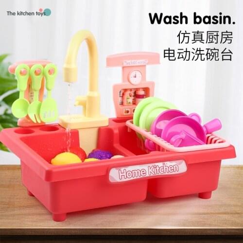 Kitchen Toys Electric Dishwasher Wash-up With Running Water Pretend Play Toy Fruit Waterproof Kitchen Set Cooking Toys For Girls