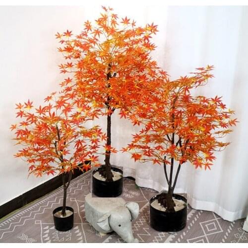 Many Size Simulation Maple Leaf Tree Greenery Artificial Plastic Plant Ornament Bonsai For Home Indoor Living Room Decorations