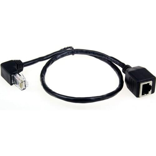 Jimier Down Angled 90 Degree 8P8C FTP STP UTP Cat 5e Male to Female Lan Ethernet Network Extension Cable 50cm