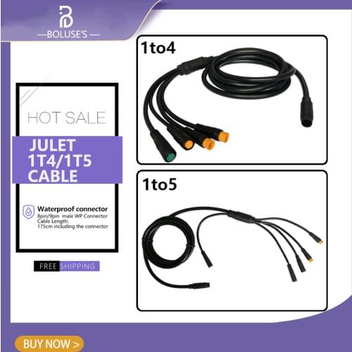 Juliet 1T4 8Pin 1T5 9Pin Waterproof Cables Electric Bike Motor Cable EB-BUS For The Controller Connect Brake Display Throttle