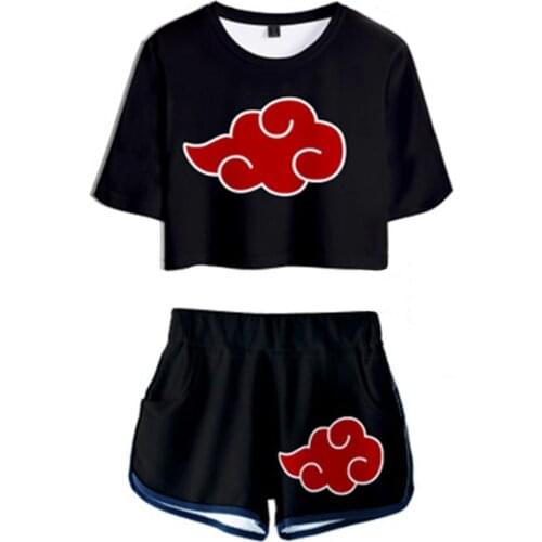 Naruto Cosplay Costume Kids Boys Girls Crop Top Shorts Two Piece Sets