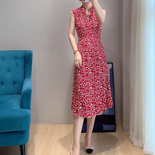 Red Square Print Elegant Sleeveless Midi Dress UK8- UK14 UK Collections