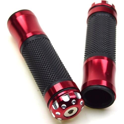 Red 1 Pair Universal Aluminum None-Slip Rubber Motorcycle Handlebars 7/8'' Handle Bar Hand Grips For Motorbike Scooter