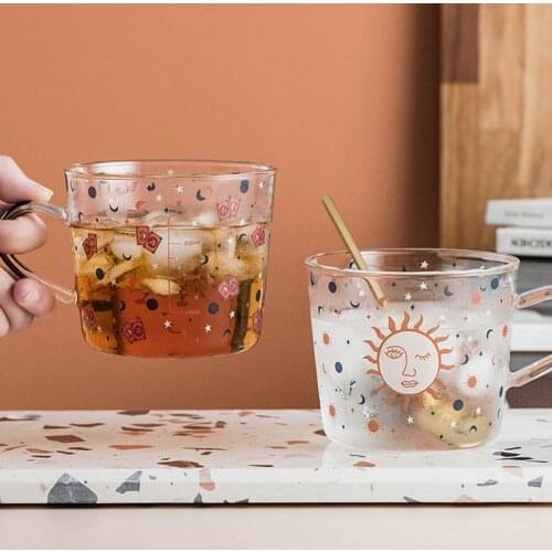 Mug Cup 500ML Glass Coffee Mug With Handle Milk Cup Heat-resistant Glasses Tazas Glass Terrarium أواني الشاي Coffee Cups
