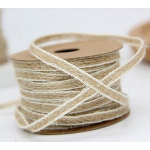 10M/Roll Vintage Jute Burlap Rolls Hessian Ribbon With Lace Rustic Wedding Decoration Party DIY Crafts Packaging Christmas Gift