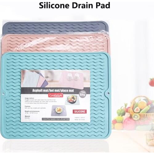 Multifunction Silicone Drain Mat Placemat Non-Slip Dish Cup Mat Fixed Heat Insulation And Anti-Scald Tools Kitchen Accessories