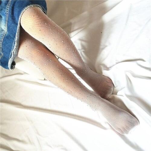 Fashion baby Girls Children Mesh Fishnet Net Pattern Pantyhose Solid Tights Sequins Glitter children Bottoming socks